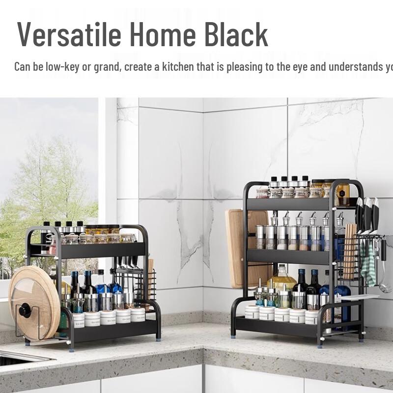 3-Tier Black Kitchen Countertop Organizer Rack
