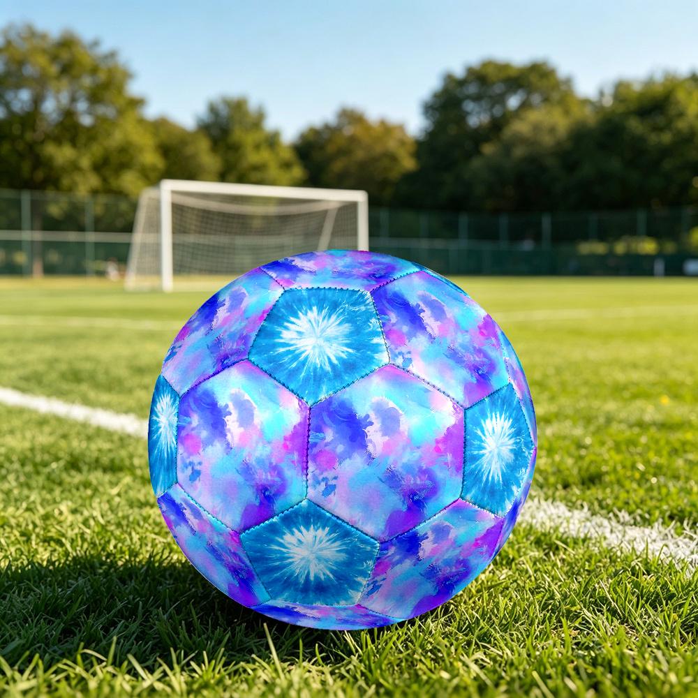 1PC Abstract Watercolor Flow Blue Tiedye Soccer Ball Size 5 Football Machine Sewn Indoor/Outdoor Universal Football Gift W139