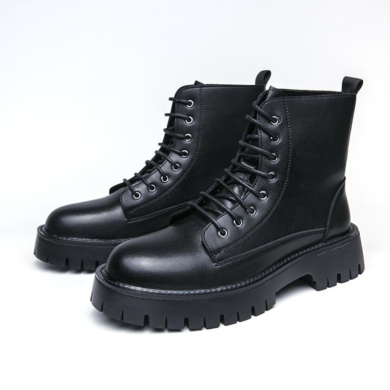 Men's shoes large size new leather boots fashion outdoor casual shoes trend British style high top Martin boots can be
