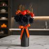 Spooky Flower Arrangement Halloween Flowers Bouquet Decorations, Black Artificial with Pumpkin Rose Eucalyptus Maple Leaf Matte Stems Floral