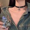 Black Flash Diamond Pentagram Pendant Double Layer Stacked Necklace Female Choker Sweet Cool Babes Niche Design Accessories