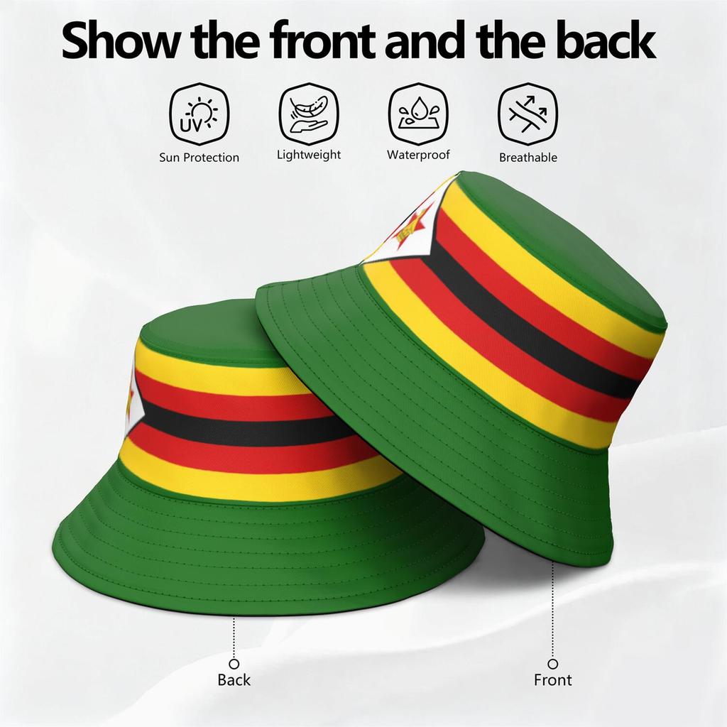 Cappelli da Pescatore Zimbabwe Fatti su Misura Nome Logo Squadra Cappello a Secchiello Viaggio Paese Zwe Bandiere Zimbabwe Zimbabwe Copricapo