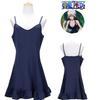 Nico Piece One Robin Cosplay Costume Blue Camisole Dress Halloween Ladies Suit