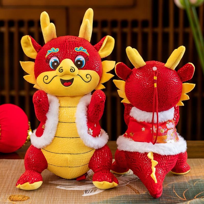 2024 Dragon Year Plush Toy Tang Costume Dragon Zodiac Doll With Custom Logo Good Luck Mascot