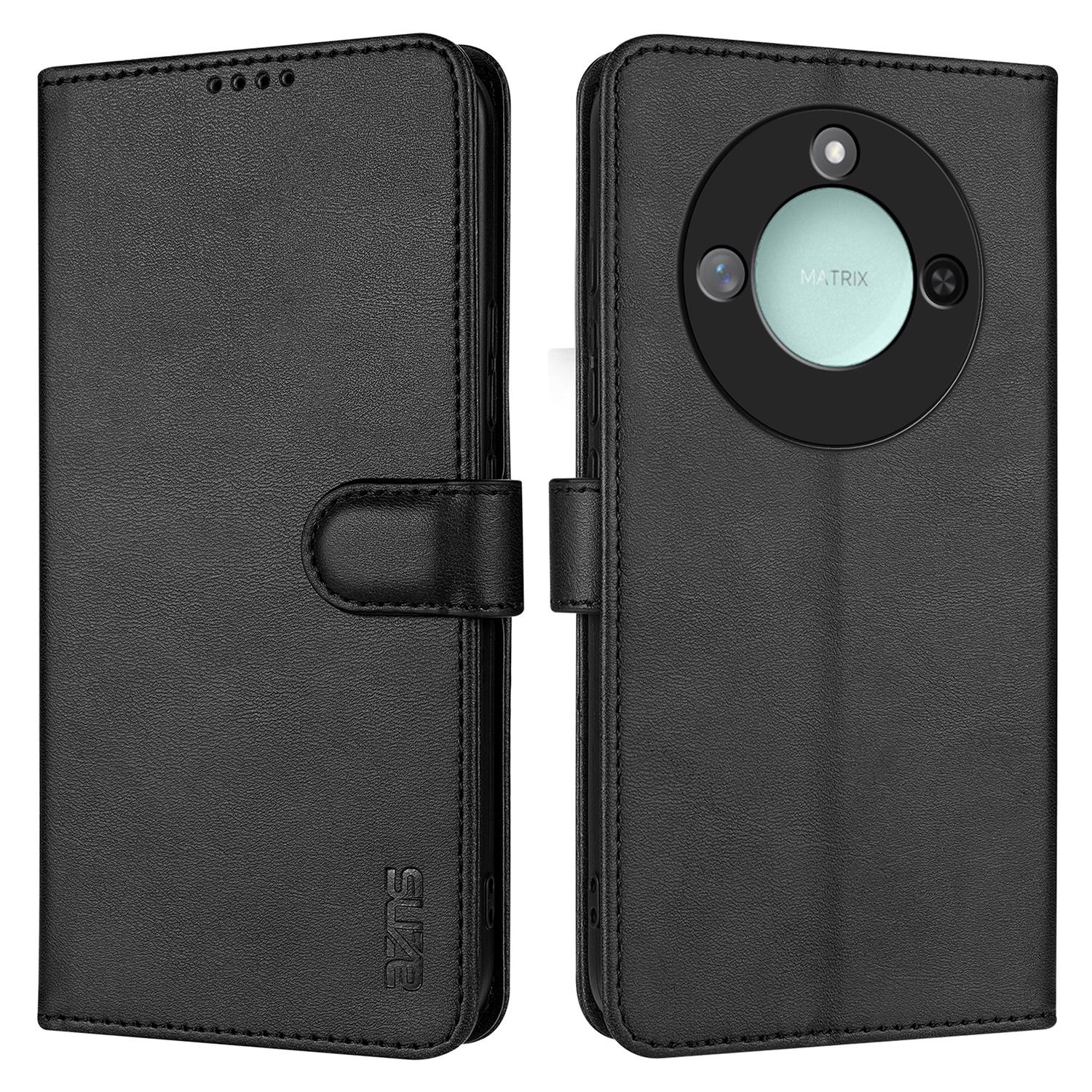 

For Honor X60 5G Case PU Leather Wallet Phone Cover Black