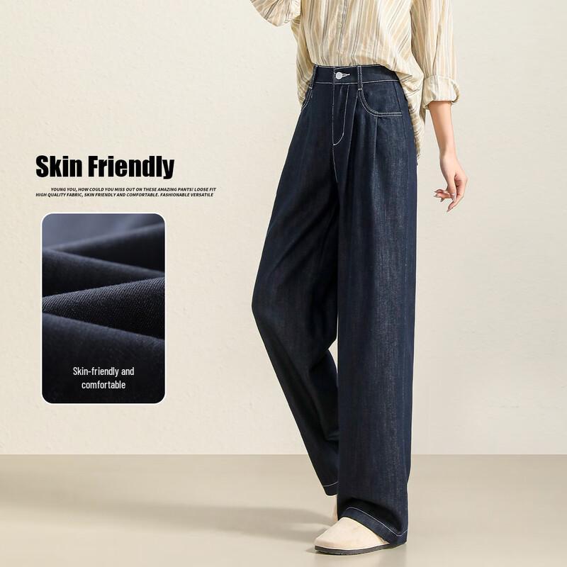 

Handu Yishe Women s High-Waist Denim Blue Straight-Leg Jeans M