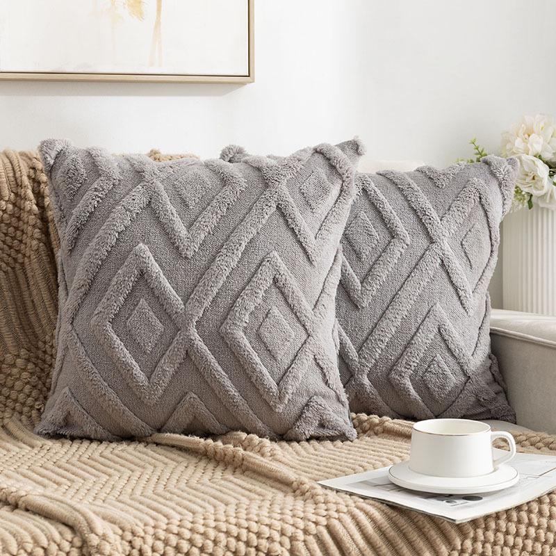 2pcs Boho Abstract Throw Pillow Covers, Soft Plush Polyester Fabric, Geometric Pattern, Zipper Closure Cushion Cases for Couch, Sofa, Bedroom