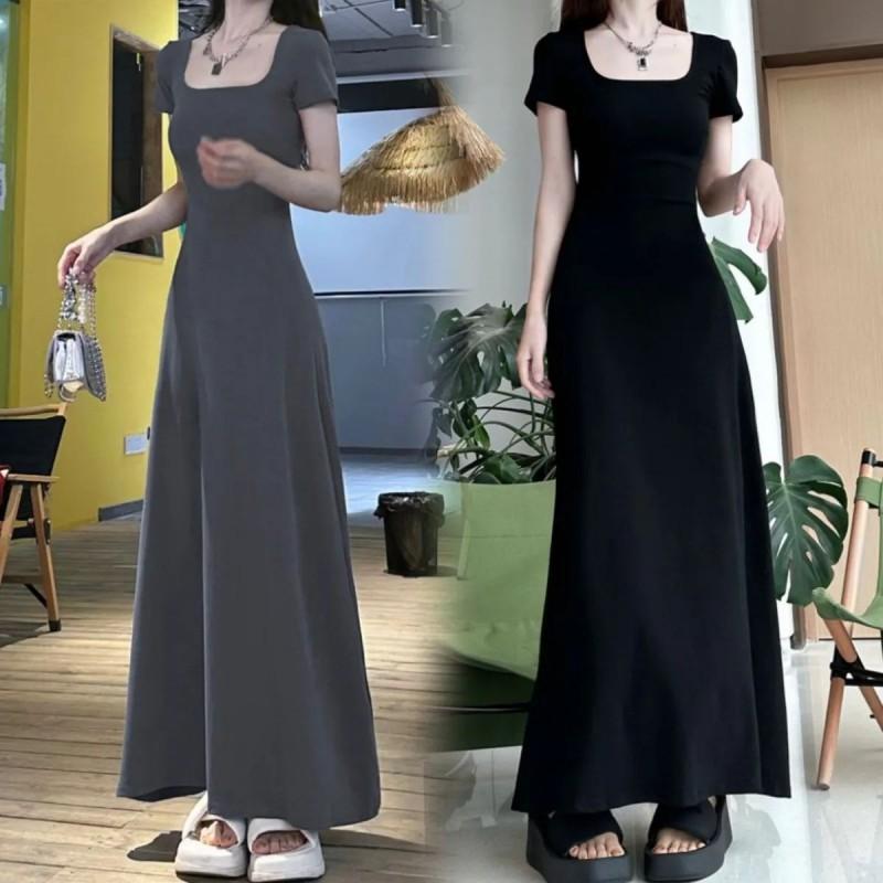2026 Small French Black Slim Dress Women's Temperament Waist Long Fashion