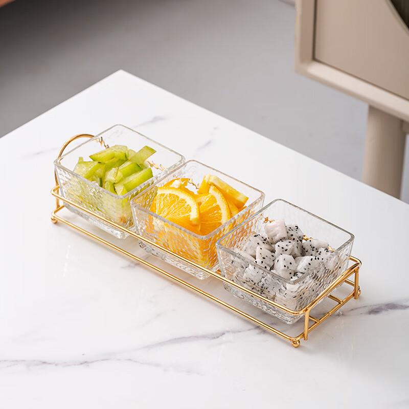 Divided Glass Serving Platter with Stand 1 Set