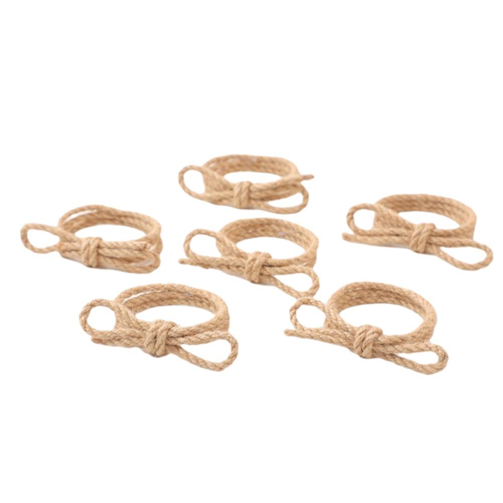 6PCS Braided Bow Napkin Ring Jute Napkin Buckle Practical Party Napkin Holder Wedding 6 Pcs