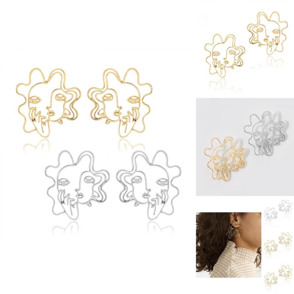 Contemporary Alloy Face Earrings Fashionable Minimalist Design For Women