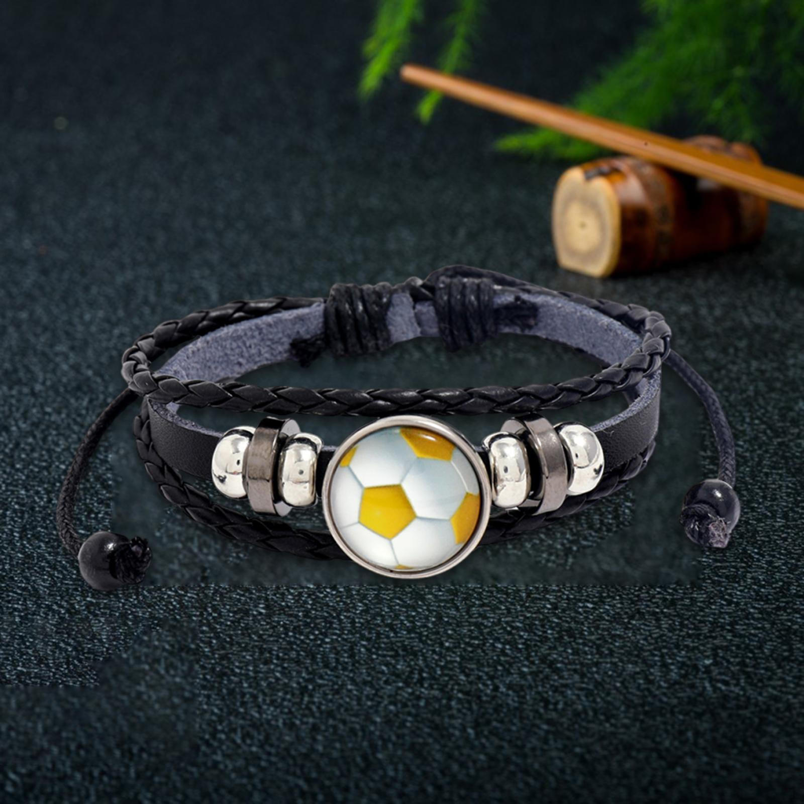 

Браслет для футболу Стильний регульований портативний подарунок на День батька Yellow White Soccer