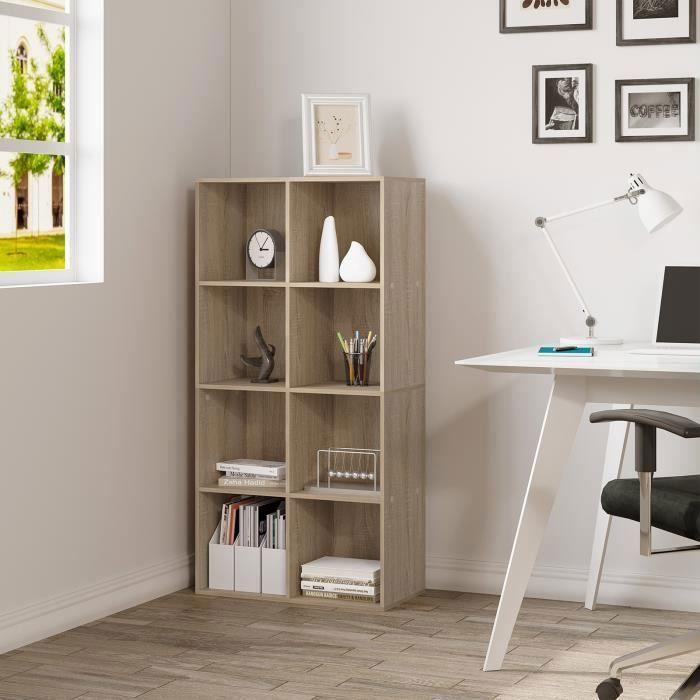 WOLTU Bibliothèque, Meuble de Rangement, Étagère de 8 Casiers, 60x29,5x121cm, Chêne Clair W0ATT0076
