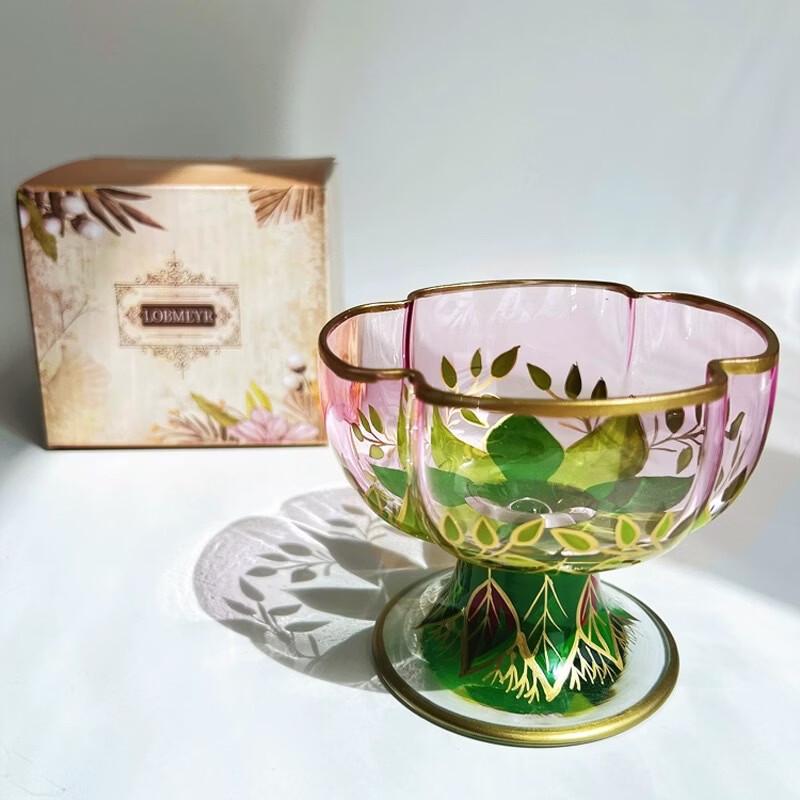 Винтажная расписанная вручную австрийская стеклянная десертная пиала