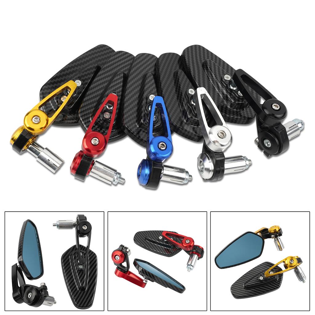 Motorcycle Rearview Mirror Carbon Fiber Pattern Handlebar Mirror Modified Inverted Rear Mirror Universal Motorbike Accessories