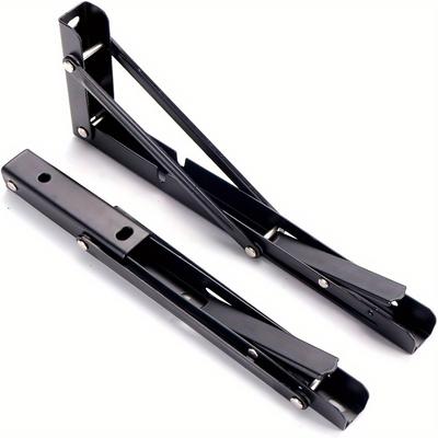 2pz Cavalletti Treppiedi Pieghevoli in Ferro Pesante Design a Doppia Cerniera, Montaggio a Parete e Stoccaggio da Tavolo, Durevoli Stile Industriale con Fori Preforati