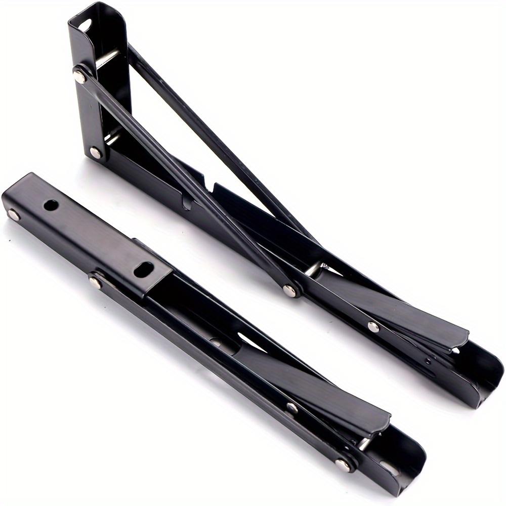 2pcs Heavy Duty Iron Foldable Tripod Stands Double Hinge Design, Wall Mount & Desktop Storage, Durable Industrial Style with Pre-Drilled Holes