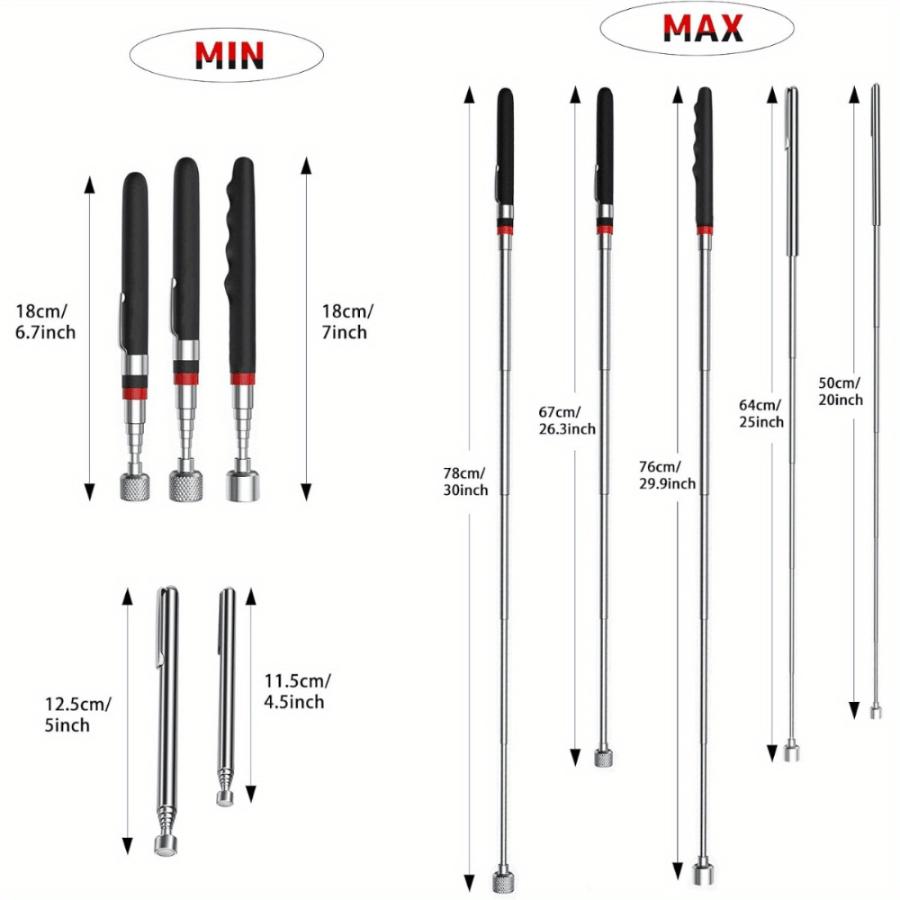 Magnetic Pickup Tool Set-Ultimate Combination Telescoping Stainless Steel Grabbers with Ergonomic Non-Slip Grip Manual Handheld