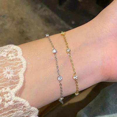 Xiaohongshu Minimalistický třpytivý diamantový bublinkový náramek pro ženy - Elegantní a trendy design