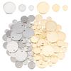 3 Size 304 Stainless Steel Charms Stamping Blank Tag Flat Round Golden & Stainless Steel Color 7~16x0.8~1mm Hole: 1.4mm 120pcs/box