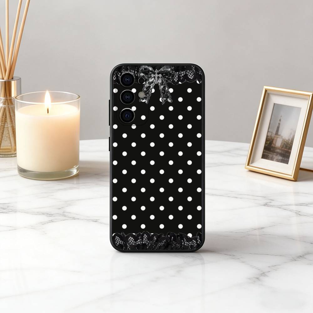 L-Spitze Pünktchen Schönheits Handyhülle Schwarzes Silikon Weich Für Samsung S25,S24,S21,S22,S23,S30,Ultra,S20,Plus,Fe,Lite