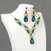 Women Necklace Earrings Rhinestone Luxury Hollow Symmetric Retro Set Out Anti-allergy Hanging Earrings Bridal Wedding