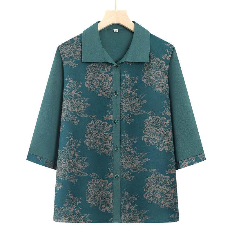 

Women s Three-Quarter Sleeve Printed Cardigan Top 4XL for 130-140 jin