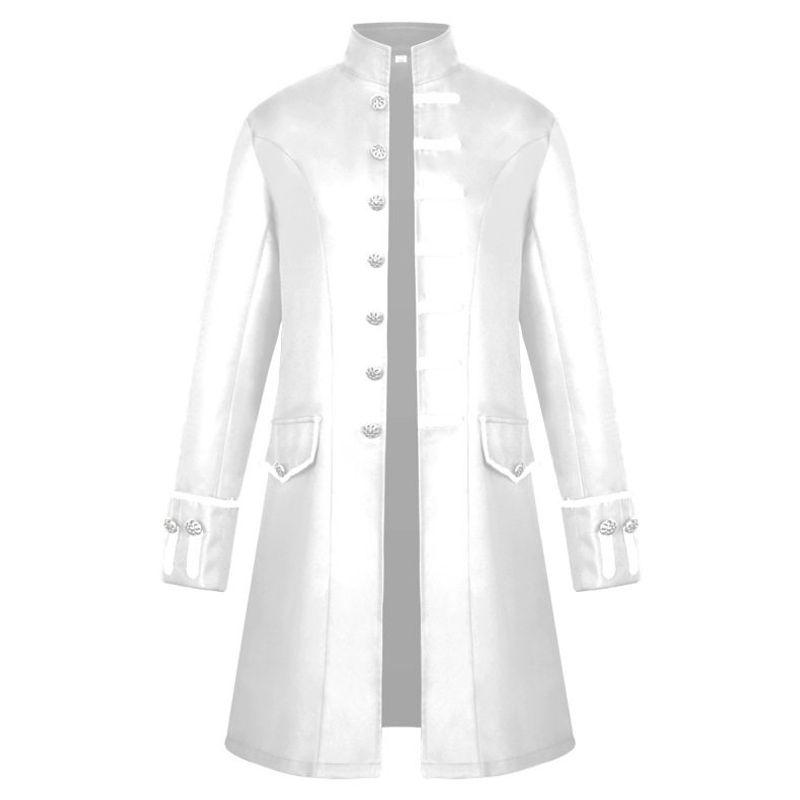 2021 New Foreign Trade European and American Men's Coat, Solid Color Fashion Steampunk Retro Men's Uniform with Stand Collar