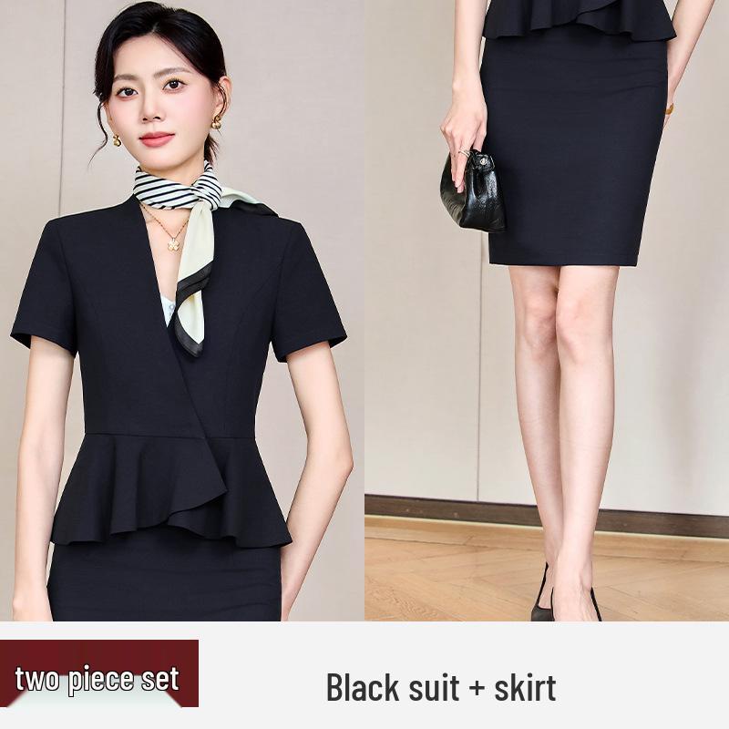 Premium Women's Summer Short-Sleeve Suit Set - Elegant Skirt Suit for Professional and Stylish Workwear