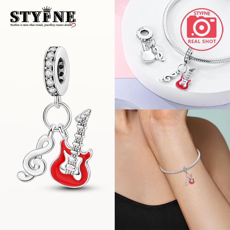Red Guitar Note Rock Pendants Plata R Original Beads Fit Originalcharms Bracelet Beads Jewelry Gifts For Women