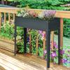 Flower Raised Bed Garden Metal Vegetable Planter Freestanding Herb Growing Box Green Basics Grow Table Planter (Dark Grey)