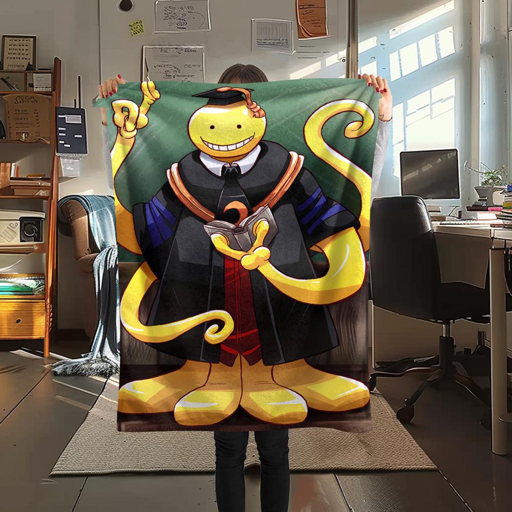 1 STuks Assassination Classroom Print Flanellen Deken, Hoge Kwaliteit Alle Seizoenen, Woondecoratie, Warmte en Comfort, Perfect voor Kerstcadeaus