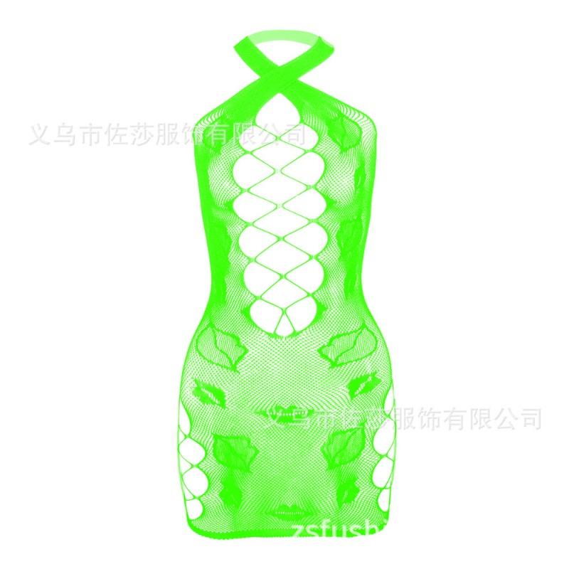 Sex clothes Suspender Crossed Hollow Black onesie Mesh hip skirt
