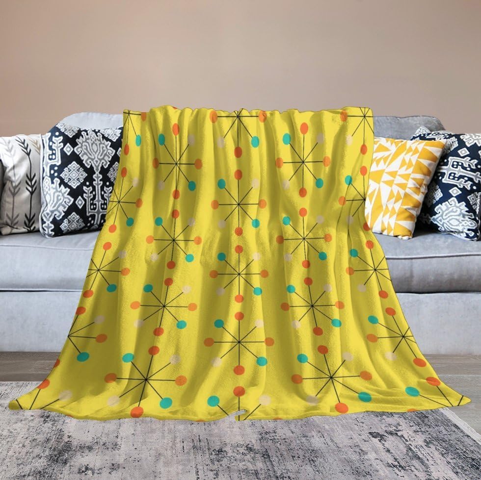 Geometry Fleece Throw Blanket Ultra Soft Cozy Modern Geometric Flannel Blanket for Sofa Couch Bed Chair Camping Travel Or Dorm