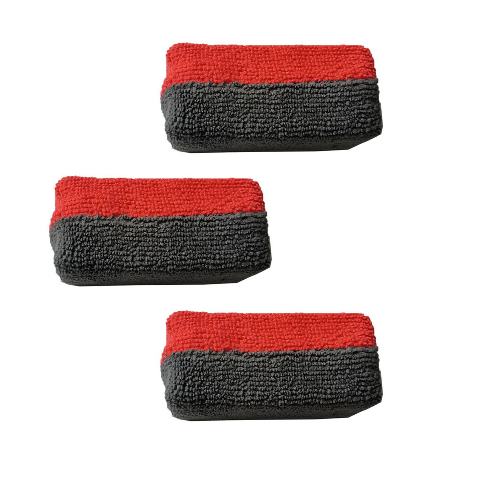 

Pack Of 3 Microfiber Applicators High Absorbency & Reusable Designs Dual Sided Microfiber Sponges set for Car Coating красный
