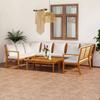 9 Piece Garden Lounge Set with Cream Cushions Solid Acacia Wood