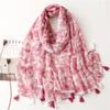 Lovely Animal Cat Pattern Tassel Viscose Shawl Scarf Lady High Quality Wrap Thin Pashmina Stole Bufandas Muslim Hijab 180*90Cm