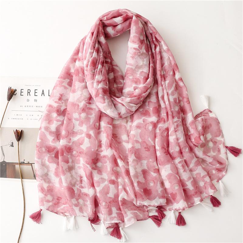 Lovely Animal Cat Pattern Tassel Viscose Shawl Scarf Lady High Quality Wrap Thin Pashmina Stole Bufandas Muslim Hijab 180*90Cm