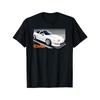 European Size Men'S 90S Japanese Domestic Market Car Graphic Tee - Black Retro Drift Design Featuring a White Sports Car with Orange Highlights