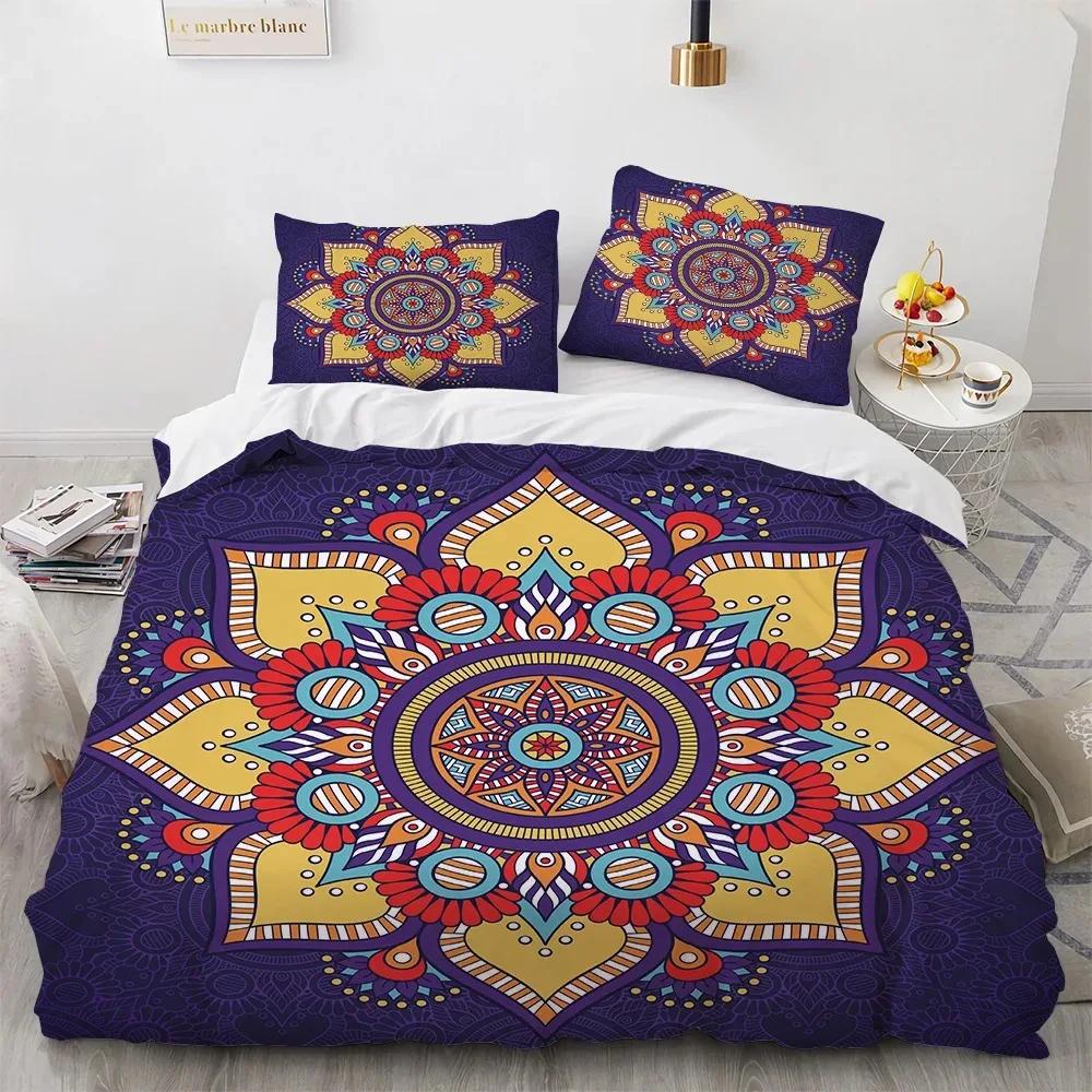 Bohemian Mandala King Queen Duvet Cover Boho Style Flower Bedding Set Adults Exotic Nordic Floral Polyester Quilt Cover