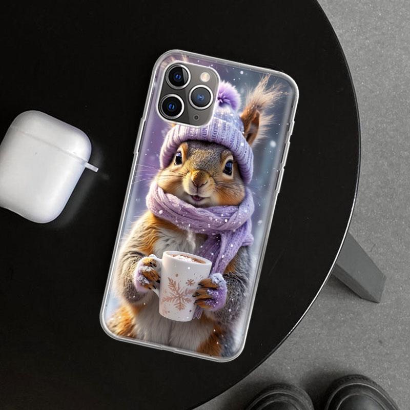 Animal Squirrel Phone Case Cover for iPhone 11 12 13 Mini 14 15 Plus 16 Pro Max 17 Air 7 8 + SE Art Customized Fundas 11 12 13 M