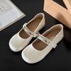 Silver retro French flat-bottomed light-mouth single shoes women's summer 2025 new models with skirts versatile soft-soled Mary Jane shoes