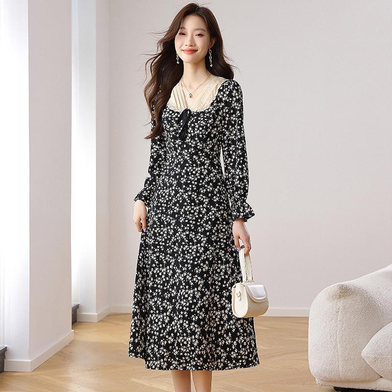 French Retro Fairy-Inspired Slim-Fit Floral Midi Dress for Women