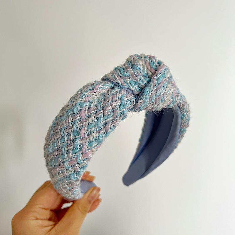 

Женский Девушки Синий Шерстяной Клетчатый Узел Повязка на Голову Ободок Взрослые Аксессуары для Волос Ювелирные Изделия для Волос