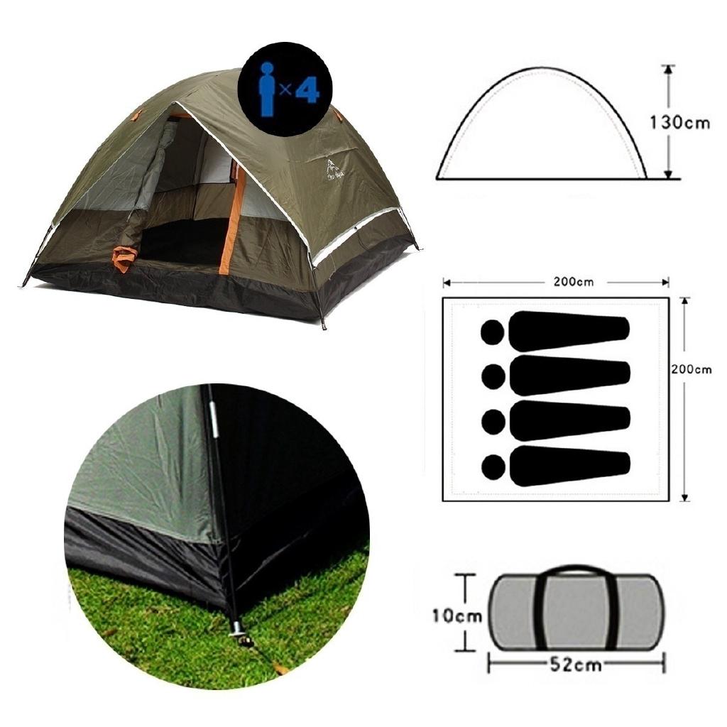 Tenda da campeggio per 4 persone Impermeabile Resistente ai raggi UV e agli agenti atmosferici Famiglia Esterno Pesca Caccia Festa Viaggio Tende a doppio strato