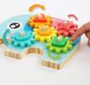 Children's Educational Toy Geometric Shape Matching and Inserting Column Wooden Building Blocks Gear Set Early Learning Toys