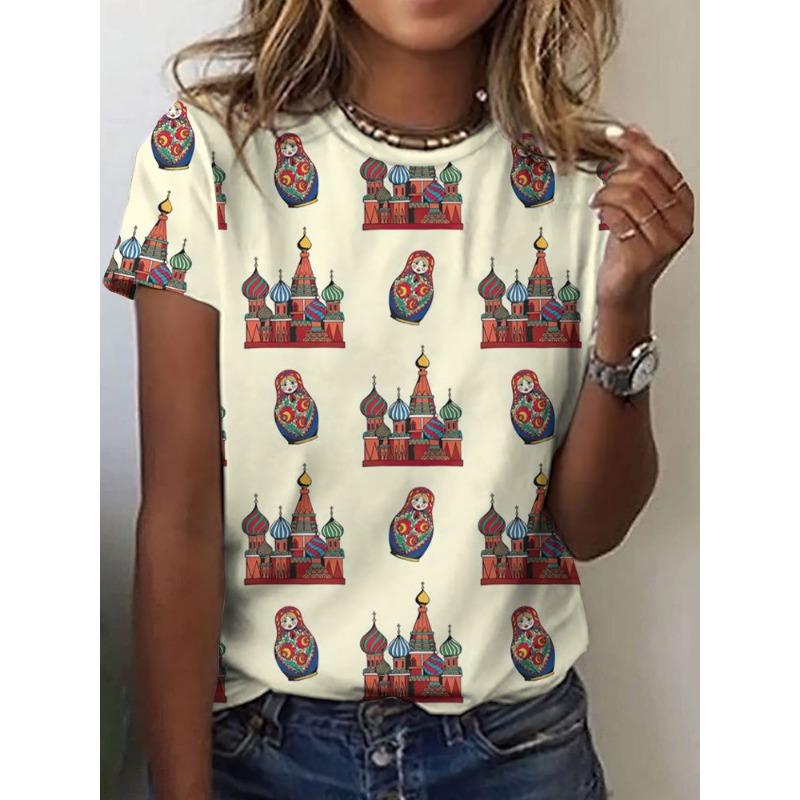 3D Print Women Round Neck Short Sleeve T Shirt Tees Harajuku Y2K Top Female Clothing