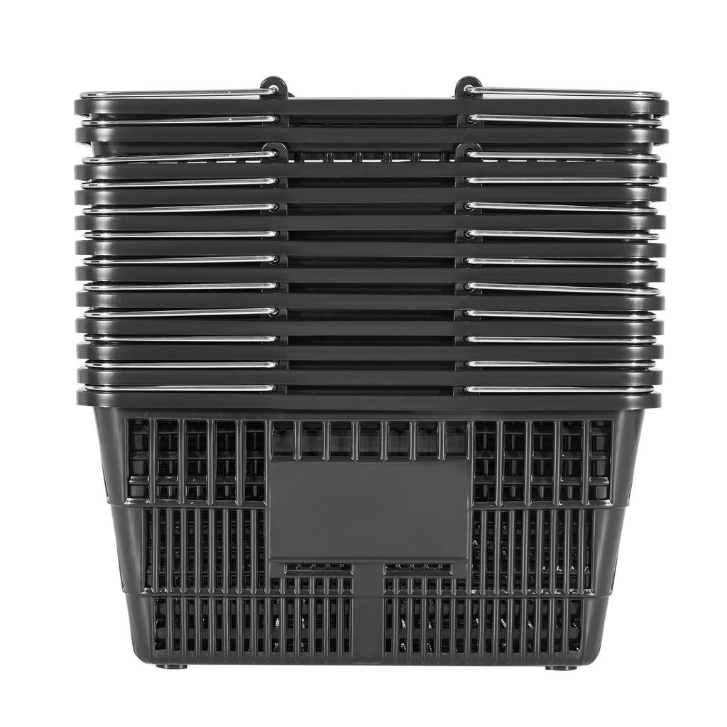 Shopping Baskets, 12 PCS, 21L Stackable PE Plastic Grocery Baskets with Handles, Dense Mesh Structure, Holds up to 9.07kg, Portable for Grocery,