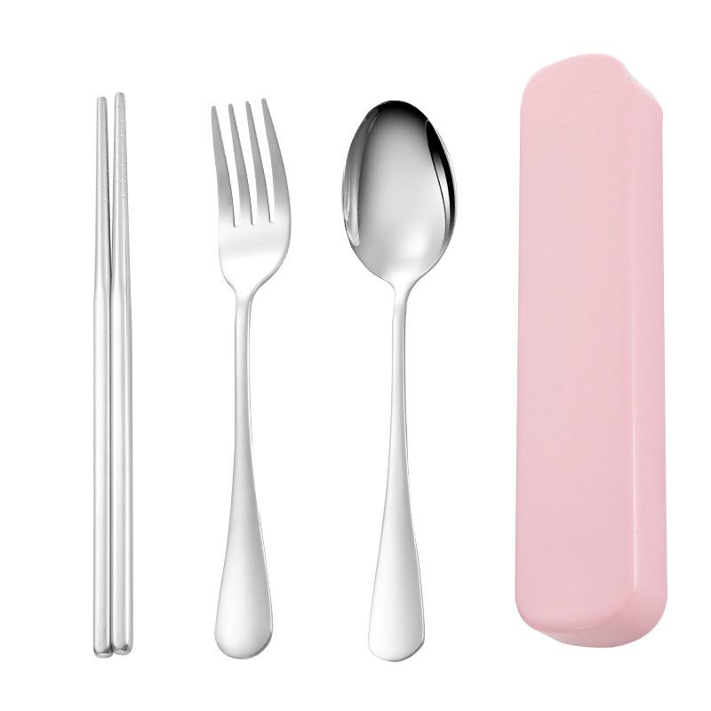 

4Pcs Silver Portable Stainless Steel Cutlery Suit with Storage Box Chopstick Fork Spoon Travel Tableware Set Camping Cutlery