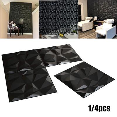 1pcs/4pcs PVC 3D Wall Panel Decorative Wall Ceiling Tiles Cladding  Waterproof Matte Black  Home Decoration Stickers